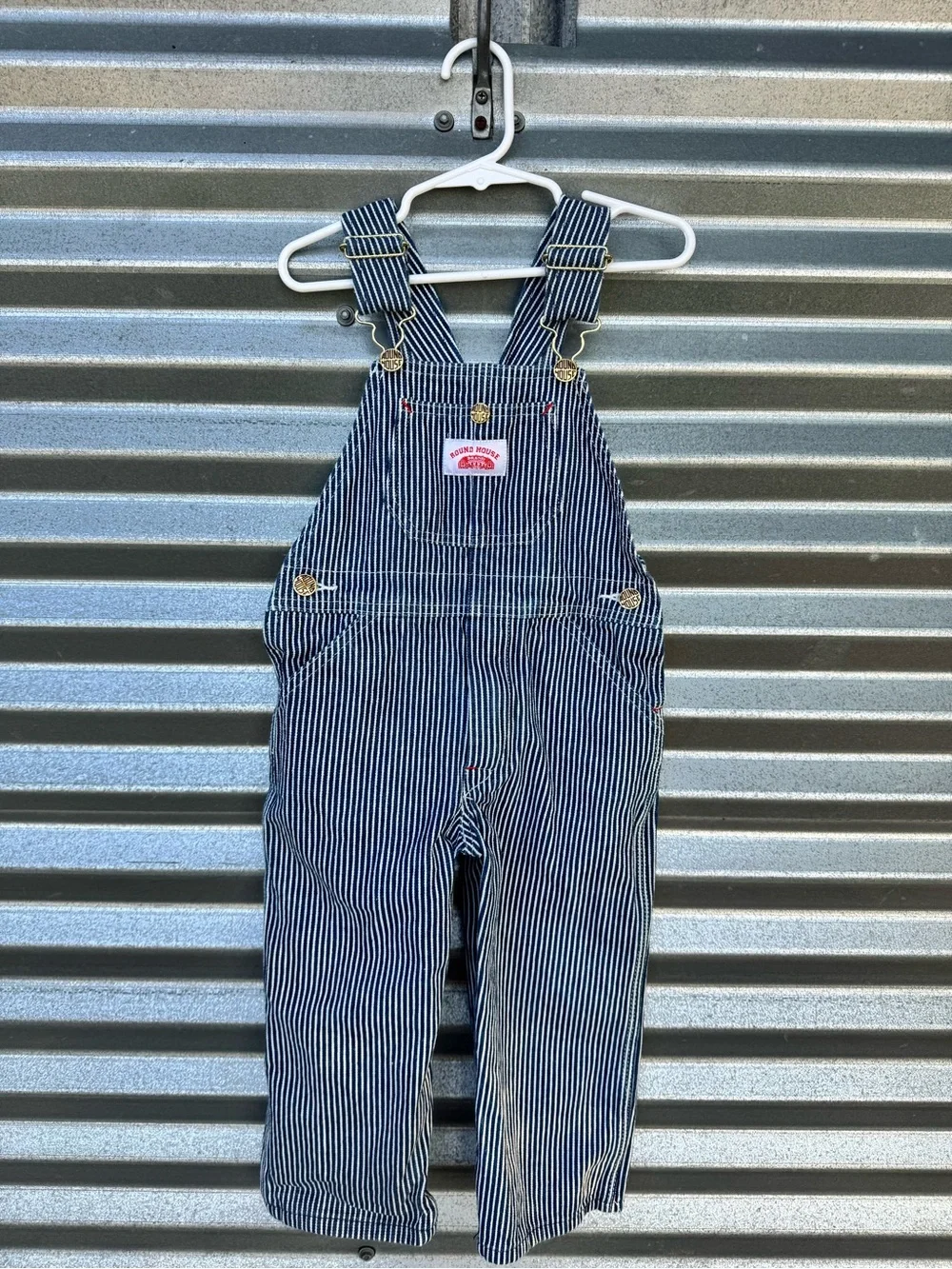 Kids Navy Stripe Overalls